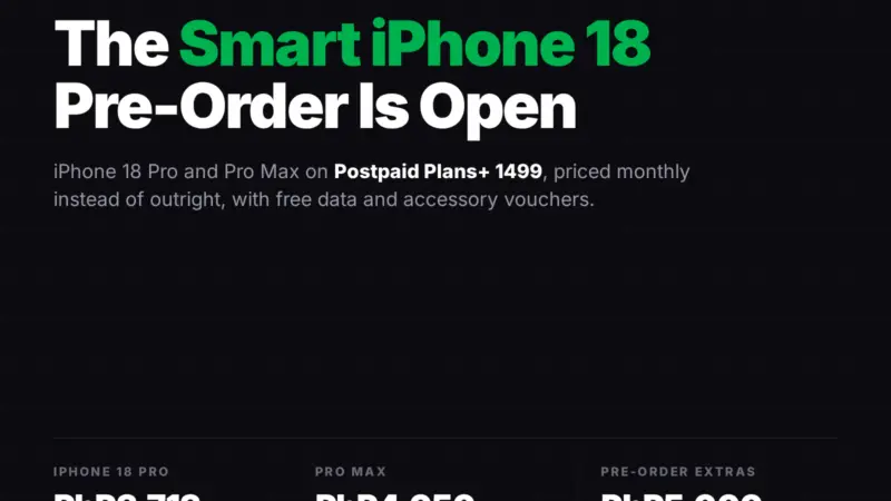 Smart iPhone 18 pre-order on Postpaid Plans+ 1499