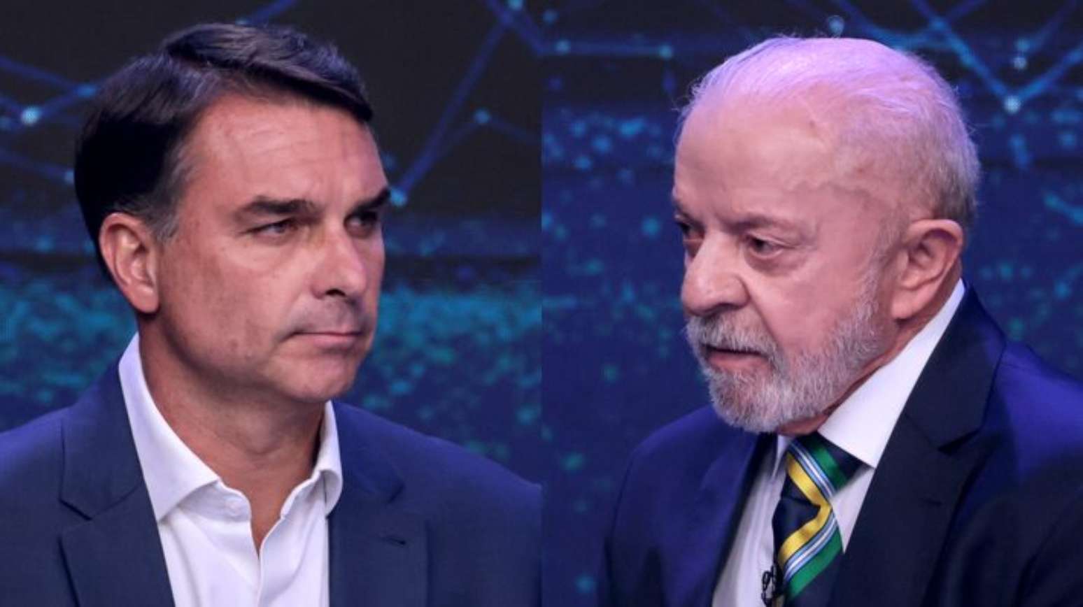 Candidatos &agrave; presid&ecirc;ncia da Rep&uacute;blica, Fl&aacute;vio Bolsonaro (PL) e Luiz In&aacute;cio Lula da Silva (PT)