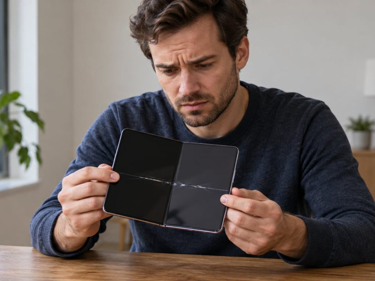 Algumas unidades do iPhone Duo apresentaram trincas horizontais na dobra da tela interna logo nos primeiros dias de uso