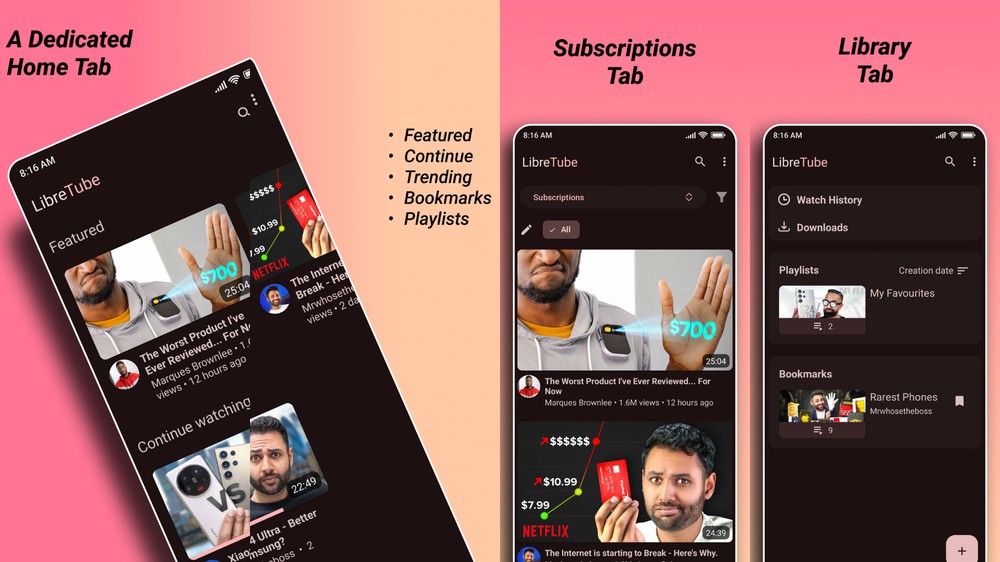 O LibreTube é uma alternativa de código aberto ao aplicativo oficial do YouTube — Foto: Reprodução/GitHub