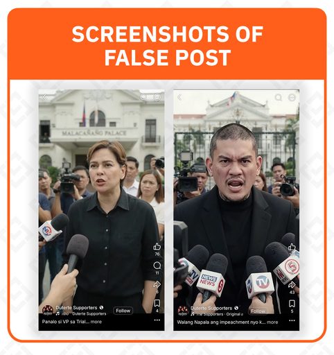 VERIFICAÇÃO DE FATO: Clipes de Sara e Baste Duterte sobre a rejeição do processo de impeachment são gerados por IA