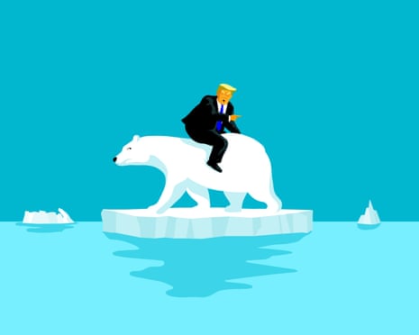 Cartoon of Donald Trump riding a polar bear