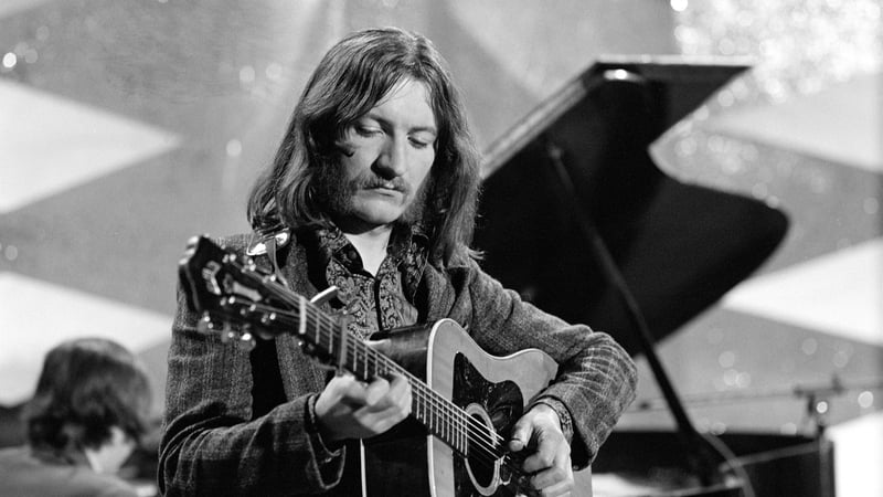 Dónal Lunny performing in Dublin's Cabra Grand Cinema circa April 1972 for the RTÉ TV series Caught in the Act